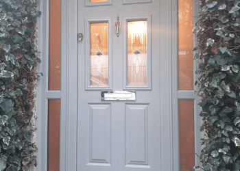 350 x 250 composite doors grey with chrome letterbox
