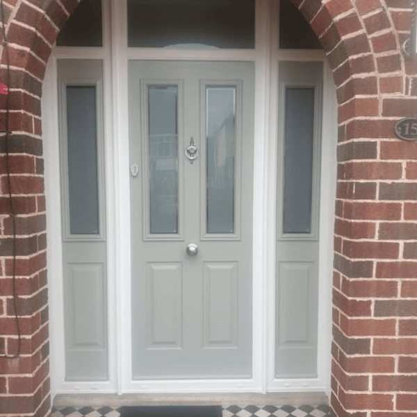 Heath Blue Composite Door with Glazed Panel
