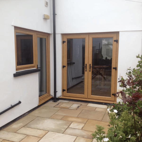 Oak-French-doors-with-matching-back-door-and-window