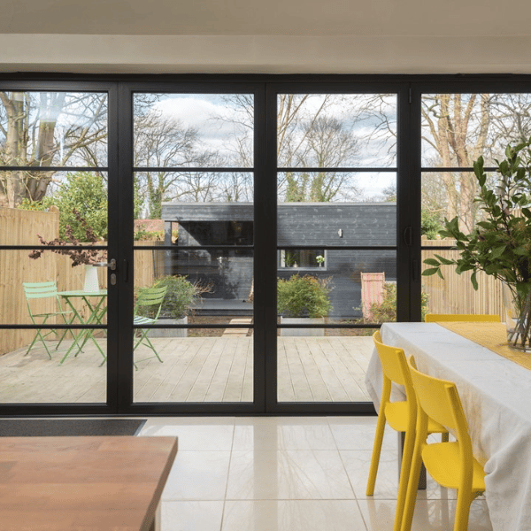 Origin aluminium bifold doors with glazing bars