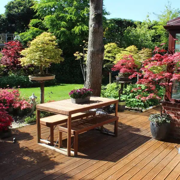Brown uPVC conservatory in nice garden