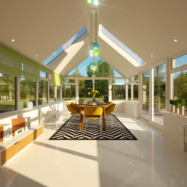 Heath Large conservatory with plastered ceiling and glazed panels
