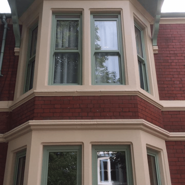 upstairs green sash windows