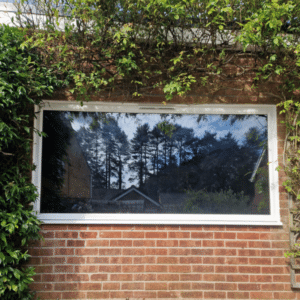 large picture window on garage