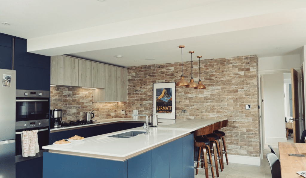 kitchen extension by r hughes architects cardiff breakfast bar view